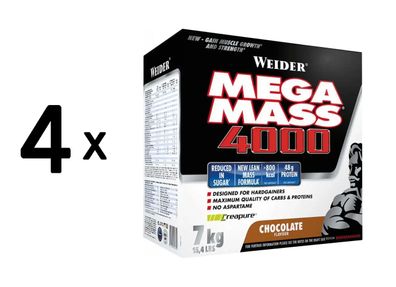 4 x Weider Mega Mass 4000 (7000g) Chocolate