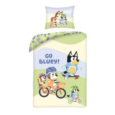 Bluey Bettwäsche Set aus Baumwolle Bettdeckenbezug 140 × 200 cm mit 70 × 90 cm