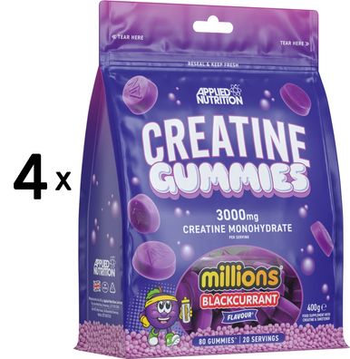 4 x Applied Nutrition Creatine Gummies, Millions Blackcurrant - 80 gummies