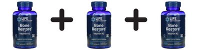 3 x Life Extension Bone Restore with Vitamin K2 - 120 caps