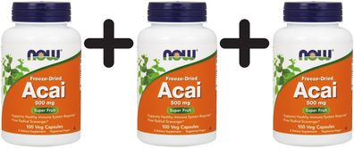 3 x NOW Foods Acai, Vcaps - 100 caps