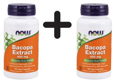 2 x NOW Foods Bacopa Extract, 450mg - 90 vcaps
