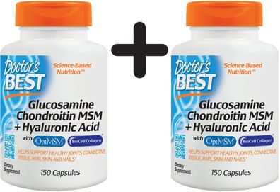 2 x Doctors Best Glucosamine, Chondroitin, MSM Plus Hyaluronic Acid - 150 caps