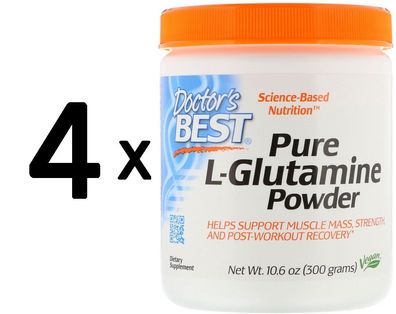 4 x Doctors Best L-Glutamine Powder - 300g