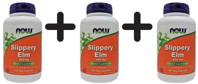 3 x NOW Foods Slippery Elm, 400mg - 100 caps