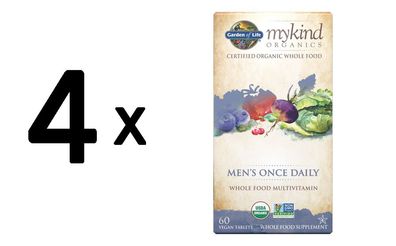 4 x Garden of Life Mykind Organics Men's Once Daily - 60 tabs