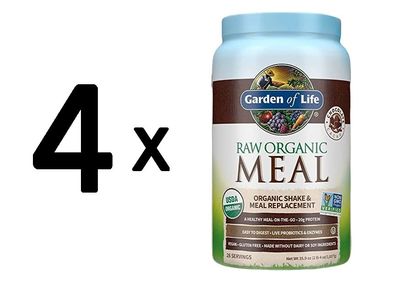 4 x Garden of Life RAW Organic Meal, Chocolate Cacao - 1017g