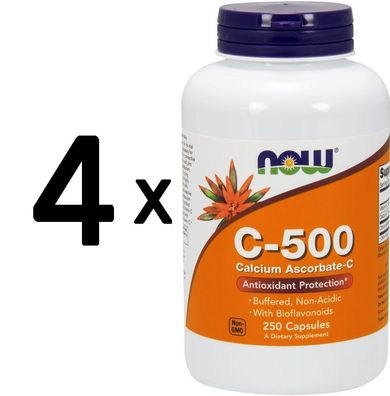 4 x NOW Foods Vitamin C-500 Calcium Ascorbate-C - 250 caps