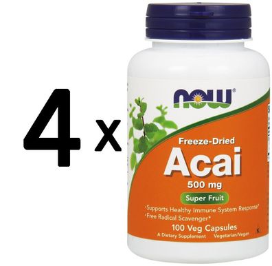 4 x NOW Foods Acai, Vcaps - 100 caps