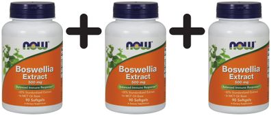 3 x NOW Foods Boswellia Extract, 500mg - 90 softgels