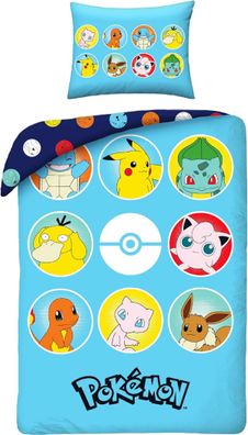 Pokemon Bettwäsche Set aus Mikrofaser Bettdeckenbezug 140 × 200 cm mit 70 × 90 cm