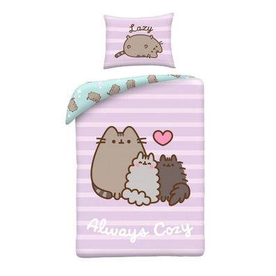Pusheen Bettwäsche Set aus Mikrofaser Bettdeckenbezug 140 × 200 cm mit 70 × 90 cm