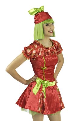 Erdbeere Kleid Karnevalskostüm Damen Frucht Obst Früchte Kostüm Fasching