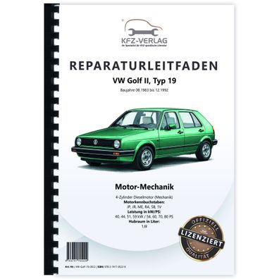 VW Golf 2 Typ 19 1983-1992 Dieselmotor Mechanik 54-80 PS Reparaturanleitung