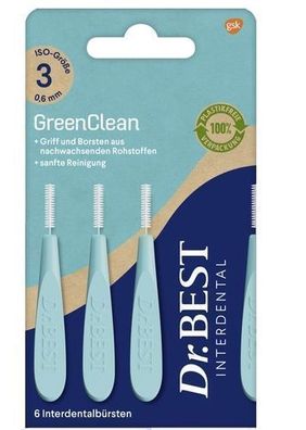 Dr. Best Interdentalbuersten GreenClean ISO 3, 0,6 mm - 6 Stueck