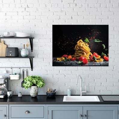 Leinwandbild Spaghetti Rot Schwarz Küche Bilder Wanddeko Wohnzimmer Schlafzimmer
