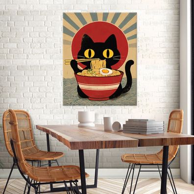 Leinwandbild Katze Schwarz Tier Bilder Wanddeko Wohnzimmer Schlafzimmer