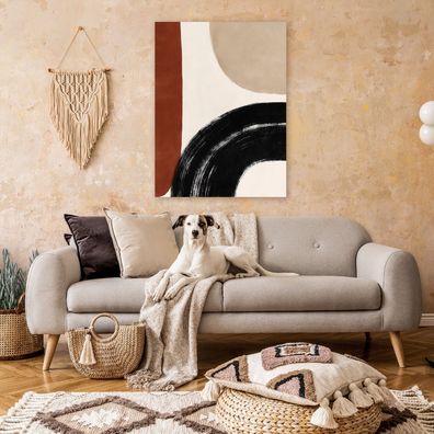 Leinwandbild Abstrakt Schwarz Rot Bilder Wanddeko Wohnzimmer Schlafzimmer