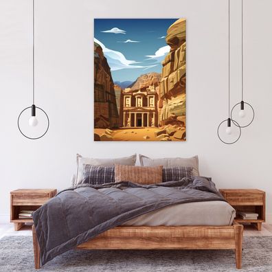 Leinwandbild Schlucht Stadt Himmel Braun Bilder Wanddeko Wohnzimmer Schlafzimmer
