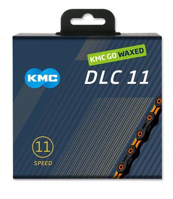 KMC Kette DLC11, 11-fach, 118 Glieder, black/orange, waxed