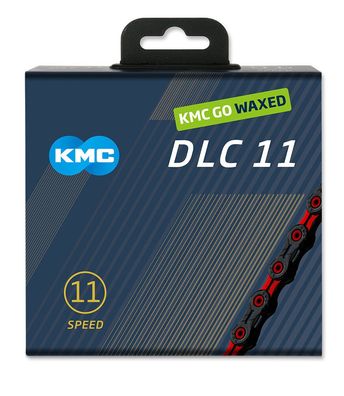 KMC Kette DLC11, 11-fach, 118 Glieder, black/red, waxed