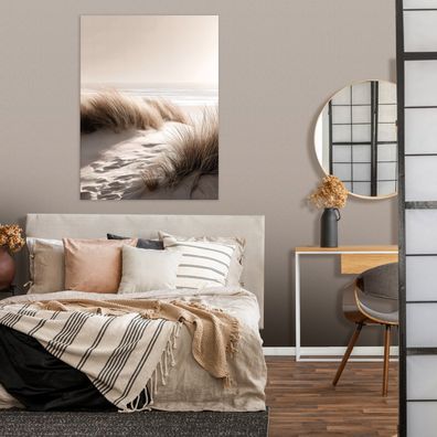 Leinwandbild Strand Meer Abstieg Beige Natur Bilder Wanddeko Wohnzimmer Schlafzimmer