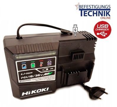 HIKOKI Hitachi 14,4 /18,0 /36,0 Volt UC18YSL3 W0Z Akku Schnellladegerät USB 2