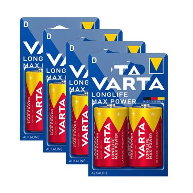 4x Varta Longlife Max Power Mono D 1,5V LR20 MN1300 Alkaline 4720 2er Blister