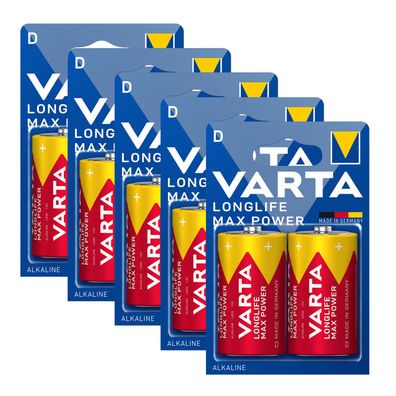 5x Varta Longlife Max Power Mono D 1,5V LR20 MN1300 Alkaline 4720 2er Blister