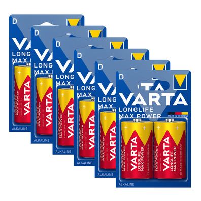 6x Varta Longlife Max Power Mono D 1,5V LR20 MN1300 Alkaline 4720 2er Blister