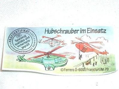 Beipackzettel Hubschrauber im Einsatz