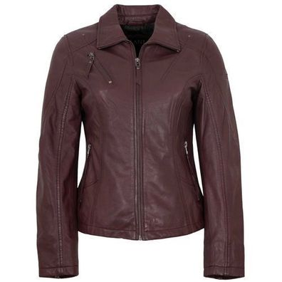 Jilani Collection - Damen Lederjacke Lammnappa bordeaux