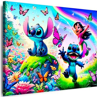 Wandbild für Kinder Cartoons Stitch Premium Kunstdruck Leindwandbild