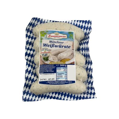 bayerische Wurst-Spezialität Münchner Weißwürste Zimmermann 300g