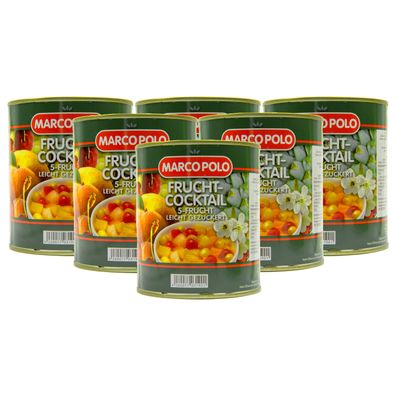 5-Frucht-Cocktail leicht gezuckert 6 Dosen Füllmenge 820g ATG 500g