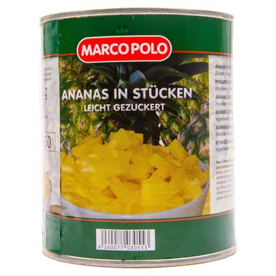 Ananas in Stücken leicht gezuckert 1 Dose Füll 825g ATG 490g