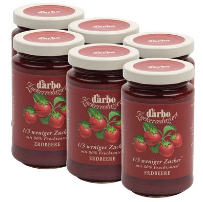 DARBO Fruchtaufstrich Zuckerreduziert Erdbeere 1/3 weniger Zucker 6x 250g