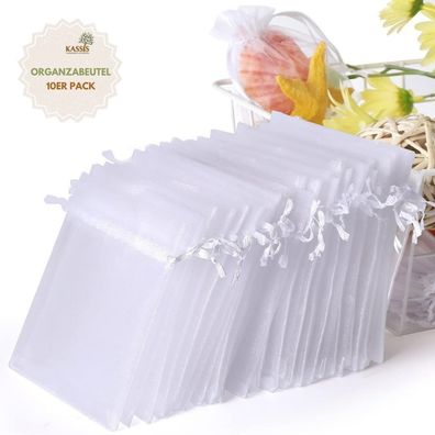 Organzasäckchen 10-er Pack Geschenkbeutel für Schmuck, Hochzeit, Taufe, Gastgeschenke