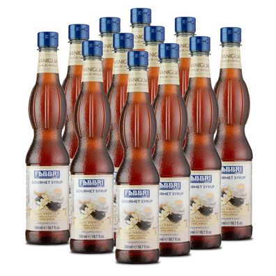 FABBRI Gourmet Vanilla-Vanille-Sirup 12x560ml für Dessert Kaffee Cocktail