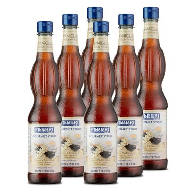 FABBRI Gourmet Vanilla-Vanille-Sirup 6x560ml für Dessert Kaffee Cocktail