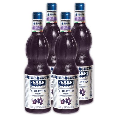 FABBRI Mixybar VIOLET-SIRUP 4x1L Veilchensirup für Cocktails Gin Wodka