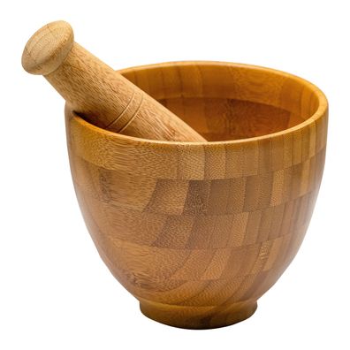 BAMBUS MÖRSER & STÖßEL 11cm hoch-12,5cm Durchmesser Küchenhelfer