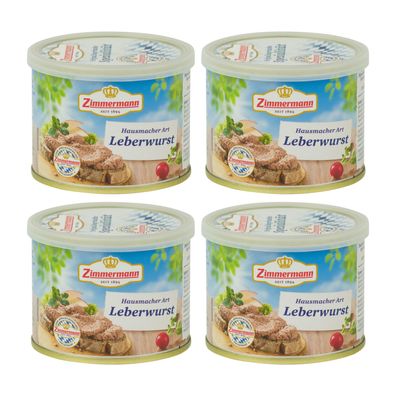 bayerische Dosenwurst Hausmacher-Leberwurst Zimmermann 4x200g