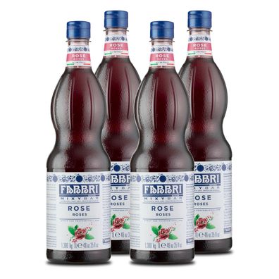 FABBRI Mixybar Rosenblüten Sirup 4x1L für Prosseco Schorle Tee Rosenwa