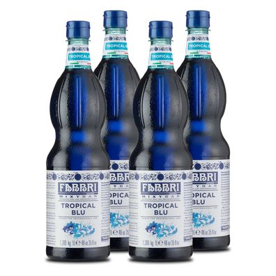FABBRI Mixybar Tropical-blu Sirup 4x1L Sirup-Mix für Gin Rum Likör