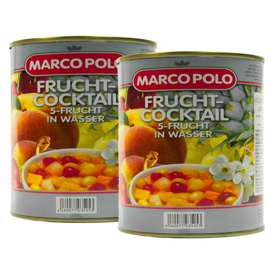 5-Frucht-Cocktail in Wasser 2 Dosen Füllmenge 820g ATG 500g