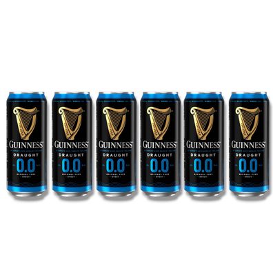 Guinness Draught 6 x 0.0 % alkoholfrei 0,44l Dose - Irish Stout