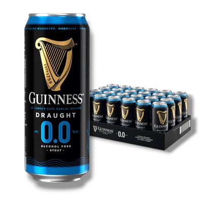 Guinness Draught 24 x 0.0 % alkoholfrei 0,44l Dose - Irish Stout