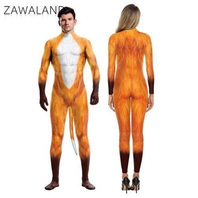 Fox Zentai Cosplay Kostém Bodysuit Outfit Set Halloween Karneval