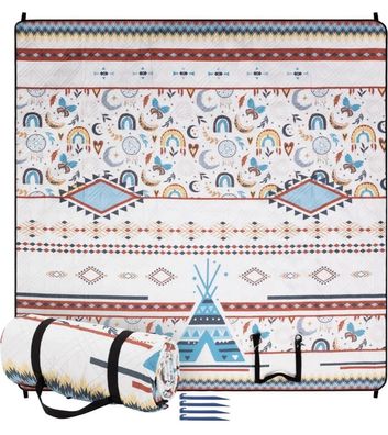 Boho Picknickdecke 200x200 groß XXL Outdoor Strand Decker wasserdicht Jemidi